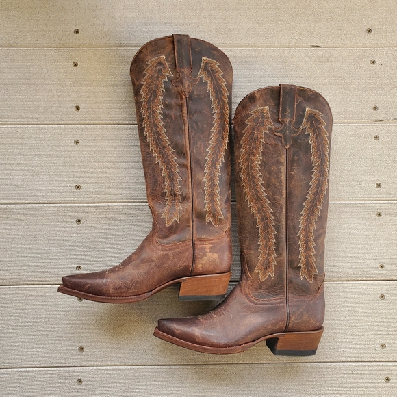 Macie Bean Brown Leather Snip Toe Western Women's Boots Size 6 M - Picture 3 of 16